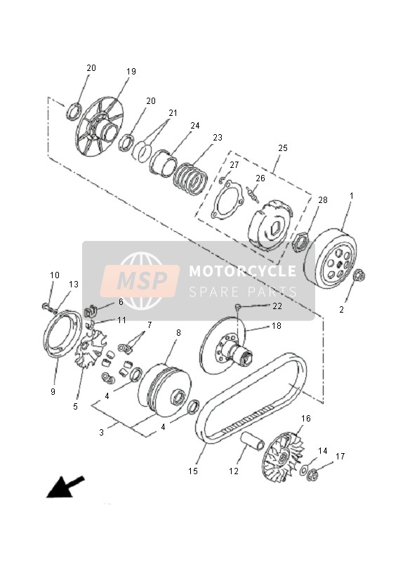 Yamaha VP250 X-CITY 2008 Embrayage pour un 2008 Yamaha VP250 X-CITY